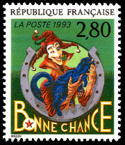 Image du timbre «Bonne chance» par P. de Mezembourg (Mezzo)