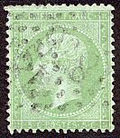 Image du timbre Napoléon III 5 c vert pâle sur bleu