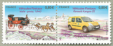 Image du timbre Malle-poste 1840 et Renault Kangoo ZE