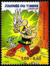 Journée du timbre 1999<BR>Astérix avec surtaxe Croix-Rouge <br />issu du bloc-feuillet