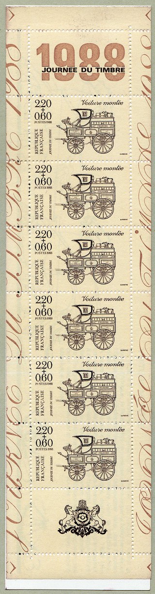 Carnet Journée du timbre 1988<BR>Voiture montée - brun sur beige clair