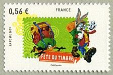Bugs Bunny et Daffy Duck font de la randonnée
<br />
Timbre issu de la feuille de 60