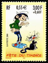 Fête du timbre 2001<br />Gaston Lagaffe<br />0,55 € - 3F +0F60
