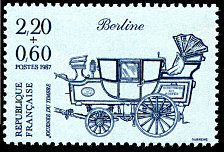 Image du timbre Journée du timbre 1987Berline bleu sur bleu clair