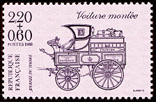 Journée du timbre 1988<BR>Voiture montée - violet sur mauve clair