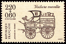 Image du timbre Journée du timbre 1988Voiture montée - brun sur beige clair