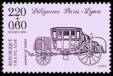 Journée du timbre 1989<BR>Diligence Paris-Lyon - violet sur mauve