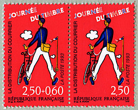 Image du timbre La distribution du courrier-La paire des timbres du carnet