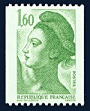 République, type Liberté - 1F60 vert<BR>timbre pour roulette