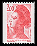 République, type Liberté - 2F rouge<BR>timbre pour roulette