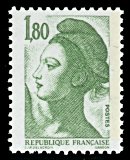 Image du timbre République, type Liberté - 1F80 vert