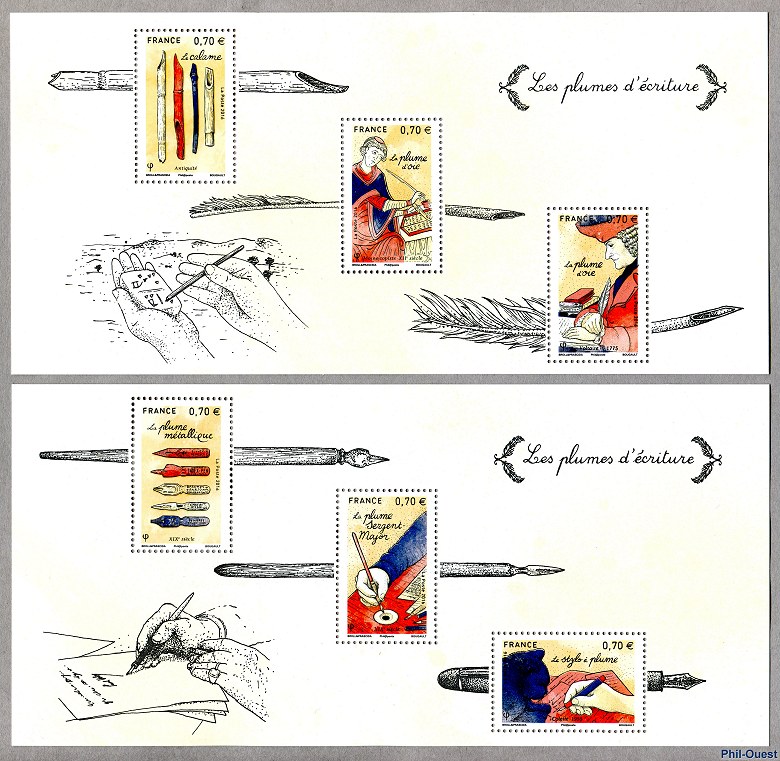 Image du timbre Souvenir philatélique  «  Les plumes d'écriture  »