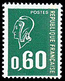 Marianne de Béquet - 60c vert<BR>Typographie sans bande phosphorescente