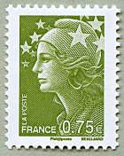Image du timbre 0,75 euro vert-olive