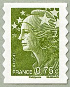 Image du timbre 0,75 euro vert-olive autoadhésif
