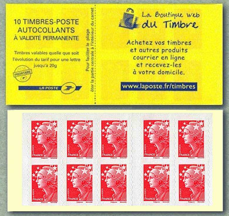 Carnet pour DAB de 20 timbres autoadhésifs - La Boutique Web du Timbre
