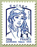 Image du timbre Marianne de Ciappa et Kawena-Lettre prioritaire pour l'Europe jusqu'à 20g