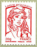 Image du timbre Marianne de Ciappa et Kawena-Lettre prioritaire jusqu'à 20g  - Timbre pour roulette