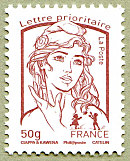 Image du timbre Marianne de Ciappa et Kawena-Lettre prioritaire jusqu'à 50g