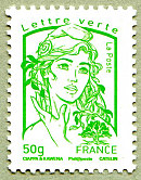 Image du timbre Marianne de Ciappa et Kawena-Lettre verte jusqu'à 50g