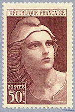 Image du timbre Grande Marianne de Gandon 50 F brun-rouge
