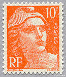 Image du timbre Marianne de Gandon 10 F orange