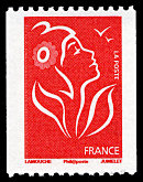 La Marianne de Lamouche rouge sans valeur faciale pour roulette
<br />
Mention Phil@poste