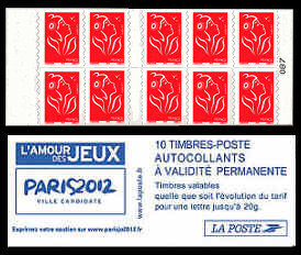 Carnet de la Marianne de Lamouche rouge sans valeur faciale