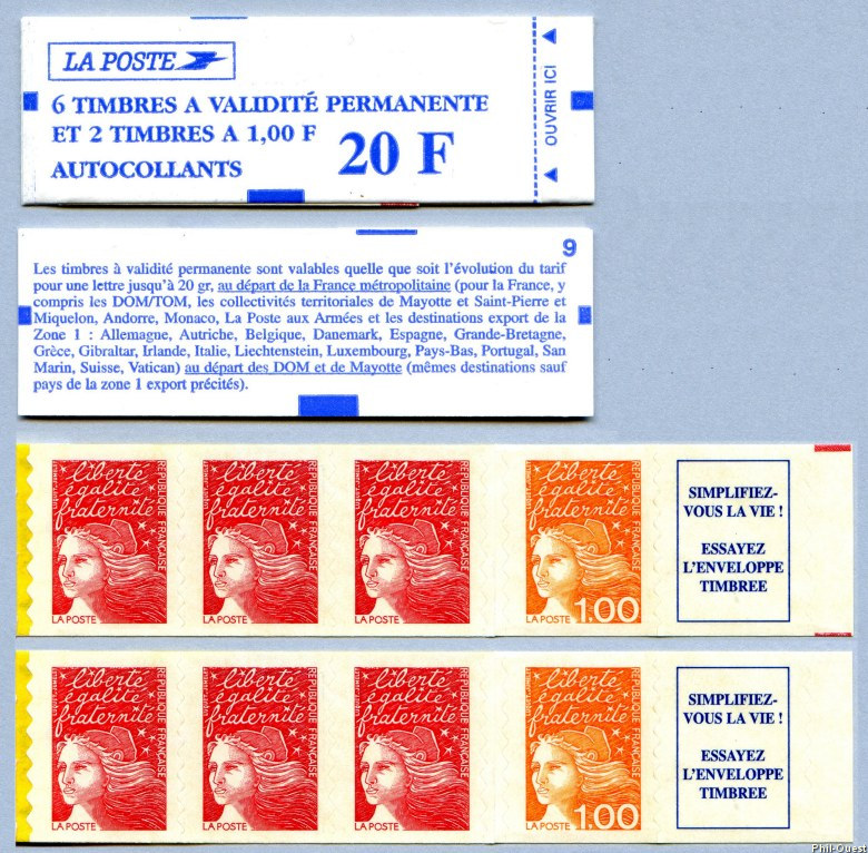 Carnet de timbres autoadhésifs Marianne de Luquet