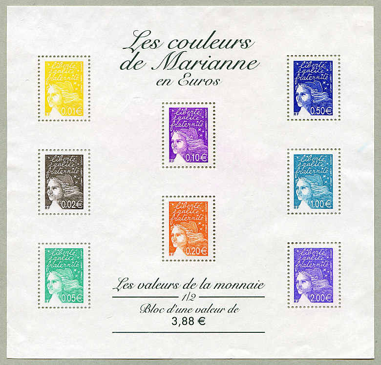 Image du timbre Les couleurs de Marianne-Les valeurs de la monnaie