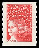 Image du timbre Marianne de Luquet sans valeur faciale-autoadhésif bords ondulés rouge pour carnet