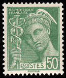 Mercure 50c vert<BR>Légende «République Française»