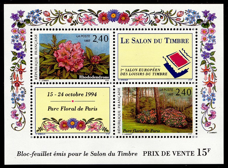 Salon du timbre 15-24 octobre 1994
    - Parc floral de Paris
   1<sup>er</sup> salon européen des loisirs du timbre