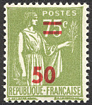 Image du timbre Type Paix 50c sur 75c olive