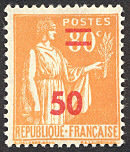 Image du timbre Type Paix 50c sur 80c orange