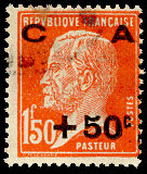 Pasteur, 1 F 50 + 50c rouge-orangé