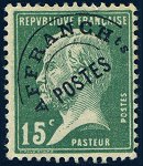 Pasteur, 15 c vert préoblitéré