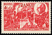 Image du timbre Le Maréchal dota la France de la charte du travail