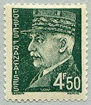 Maréchal Pétain, type Hourriez, 4 F 50 vert-jaune<BR>Typographie