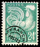 Image du timbre Coq Gaulois 24F vert-bleu