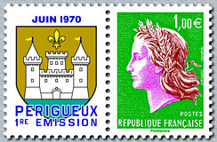 Image du timbre République de Cheffer et vignette Juin 2010-Périgueux 1ère émission-Héliogravure - état 4
