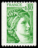 Image du timbre Sabine 0 F 80 vert pour roulette