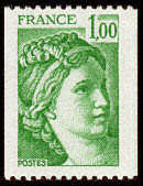 Image du timbre Sabine 1F vert pour roulette