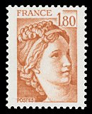 Image du timbre Sabine de Gandon 1F80 ocre-orangé