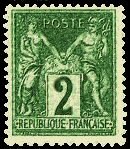 Image du timbre Groupe «Paix et Commerce»Type Sage 2c vert émeraude type 1