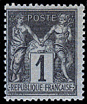 Image du timbre Groupe «Paix et Commerce»Type Sage 1c noir sur azuré