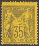 Groupe «Paix et Commerce»<BR>Type Sage 35c violet-noir sur jaune