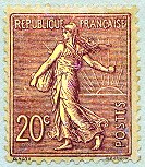 Image du timbre Semeuse lignée 20c brun-lilas
