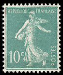 Image du timbre Semeuse camée 10c vertsans bandelette publicitaire