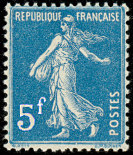 Semeuse 5 F bleu<BR>Exposition philatélique de Strasbourg 1927